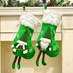 Obasyhig Style 3 Christmas Decoration Faceless Old Man Knitted Sock Gift Bag in Green - thumbnail 4
