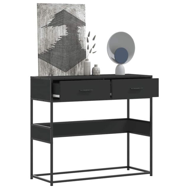 Berkfield Home Console Table Black 90x35x80 cm Engineered Wood - Size: 90 x 35 x 80 cm - image 1