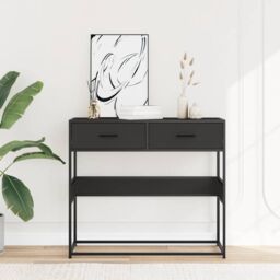 Berkfield Home Console Table Black 90x35x80 cm Engineered Wood - Size: 90 x 35 x 80 cm - thumbnail 3