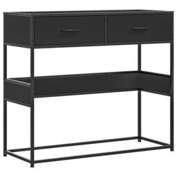 Berkfield Home Console Table Black 90x35x80 cm Engineered Wood - Size: 90 x 35 x 80 cm - thumbnail 2