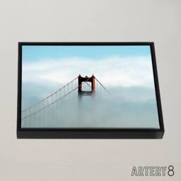 "Artery8 Highsmith Photo Golden Gate Bridge Fog Framed Canvas Wall Art Print in Blue - Size: W12"" x H16""" - thumbnail 2