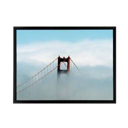 "Artery8 Highsmith Photo Golden Gate Bridge Fog Framed Canvas Wall Art Print in Blue - Size: W12"" x H16""" - thumbnail 1