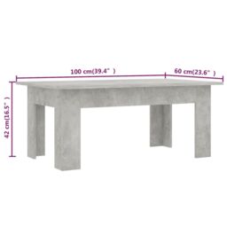 Berkfield Home Coffee Table Concrete Grey 100x60x42 cm Engineered Wood - Size: 100 x 60 x 42 cm - thumbnail 6