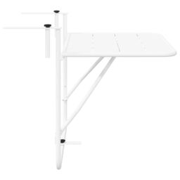 Berkfield Home Balcony Table White Metal 60 x 39 x 50 cm Outdoor Table - thumbnail 7