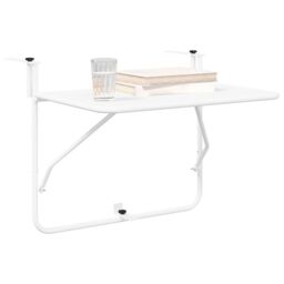 Berkfield Home Balcony Table White Metal 60 x 39 x 50 cm Outdoor Table - thumbnail 3