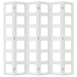 Berkfield Home Room Divider 6 Panels White Solid Wood Paulownia - thumbnail 5