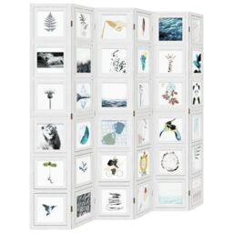 Berkfield Home Room Divider 6 Panels White Solid Wood Paulownia - thumbnail 4