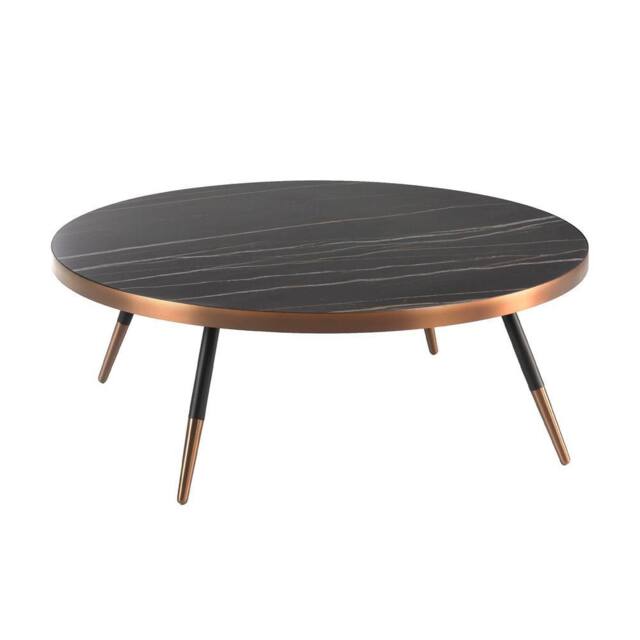 Angel Cerda Round Coffee Table 90x30 cm Black Porcelain Marble - image 1