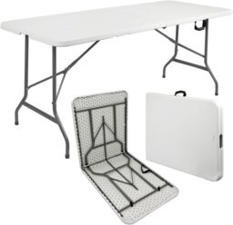 Alivio 6ft Folding Table Heavy Duty Trestle Table for Camping 180 x 70 x 74cm in White - Size: 180 x 70 x 74 cm