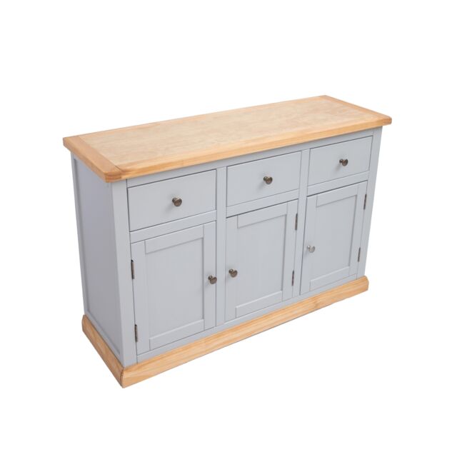 Cabinet Bits Bomporto Light Grey 3 Drawer 3 Door Sideboard Brass Knob - image 1