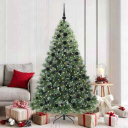 Berkfield Home Realistic Artificial Christmas Tree with 300 LEDs Green 180 cm PE - thumbnail 2