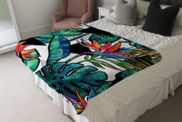 Benjamin Tate Design flowers with contour Designer Blanket in Natural - Size: 120 cm x 150 cm - thumbnail 4