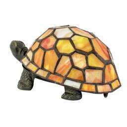 Happy Homewares Quirky Orange & Amber Stained Glass Tiffany Tortoise Table Lamp - thumbnail 4