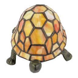Happy Homewares Quirky Orange & Amber Stained Glass Tiffany Tortoise Table Lamp - thumbnail 5