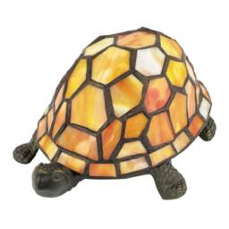 Happy Homewares Quirky Orange & Amber Stained Glass Tiffany Tortoise Table Lamp - thumbnail 2