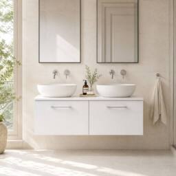 Balterley Level 1200mm Wall Hung 2 Drawer Vanity Unit with Worktop - Gloss White - thumbnail 6