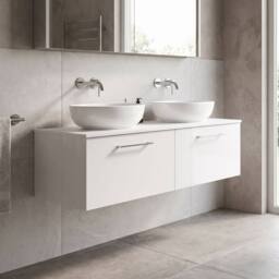 Balterley Level 1200mm Wall Hung 2 Drawer Vanity Unit with Worktop - Gloss White - thumbnail 4