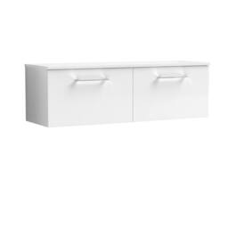 Balterley Level 1200mm Wall Hung 2 Drawer Vanity Unit with Worktop - Gloss White
