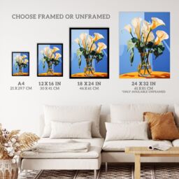 "Wee Blue Coo Wall Art Print Luxurious Lily Calla Floral Blue Yellow Living Room - Size: W24"" x H32""" - thumbnail 3