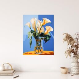 "Wee Blue Coo Wall Art Print Luxurious Lily Calla Floral Blue Yellow Living Room - Size: W24"" x H32""" - thumbnail 4