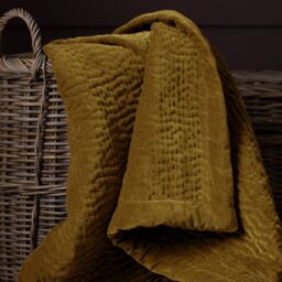 Voyage Maison Haze 100% Cotton Velvet Quilted Throw in Mustard - Size: 140 cm x 200 cm - thumbnail 5
