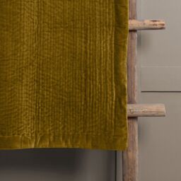 Voyage Maison Haze 100% Cotton Velvet Quilted Throw in Mustard - Size: 140 cm x 200 cm - thumbnail 2