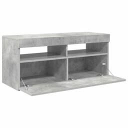 Berkfield Home TV Cabinet with LED Lights Concrete Grey 90x35x40 cm - Size: 90 x 35 x 40 cm - thumbnail 8