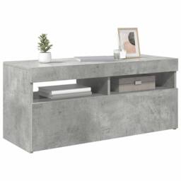 Berkfield Home TV Cabinet with LED Lights Concrete Grey 90x35x40 cm - Size: 90 x 35 x 40 cm - thumbnail 6