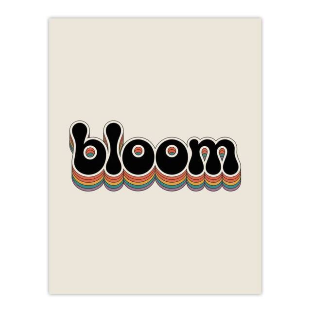 "Artery8 Bloom Vibrant Retro Rainbow Font Typography Wall Art Print in Beige - Size: W12"" x H16""" - image 1