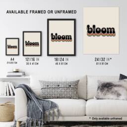 "Artery8 Bloom Vibrant Retro Rainbow Font Typography Wall Art Print in Beige - Size: W12"" x H16""" - thumbnail 3