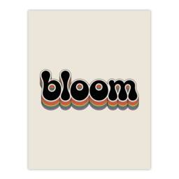 "Artery8 Bloom Vibrant Retro Rainbow Font Typography Wall Art Print in Beige - Size: W12"" x H16""" - thumbnail 1