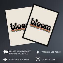 "Artery8 Bloom Vibrant Retro Rainbow Font Typography Wall Art Print in Beige - Size: W12"" x H16""" - thumbnail 2