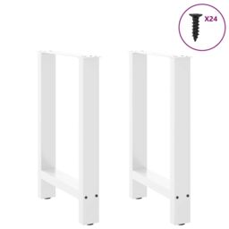 Berkfield Home Coffee Table Legs White 2 pcs 60x(72-73) cm Steel - thumbnail 3