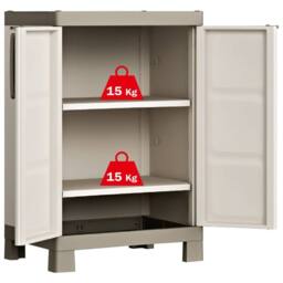 Berkfield Home Keter Low Storage Cabinet Excellence Beige & Taupe 97 cm - thumbnail 1