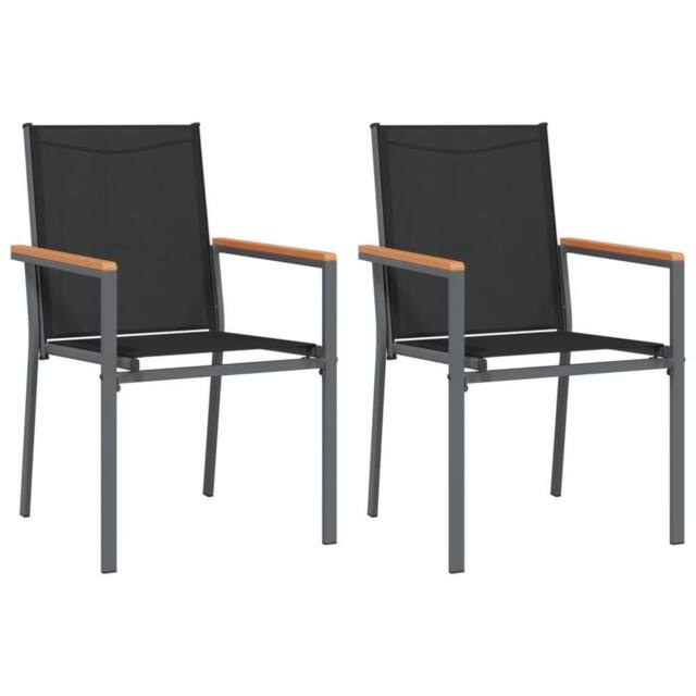 Berkfield Home Garden Chairs 2 pcs Black 55x61.5x90 cm Textilene & Steel - image 1