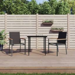 Berkfield Home Garden Chairs 2 pcs Black 55x61.5x90 cm Textilene & Steel - thumbnail 2