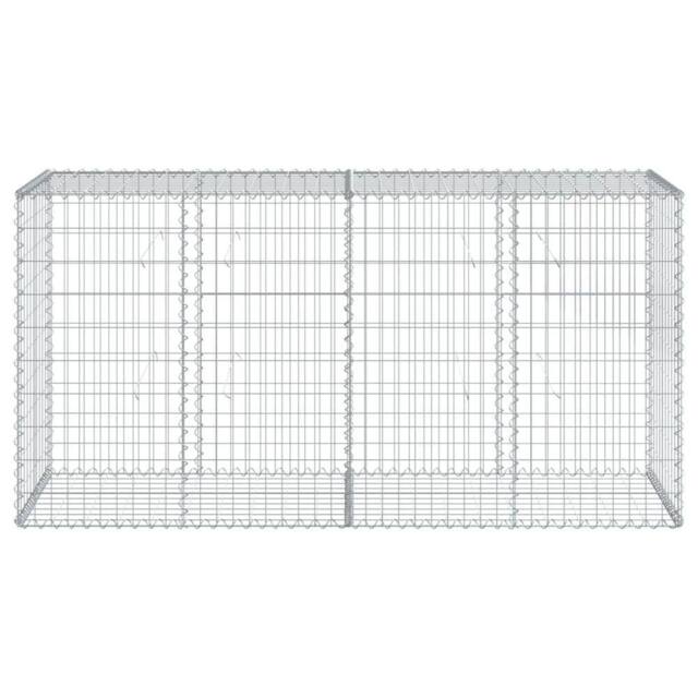Berkfield Home Stunning Gabion Basket with Cover 200x50x100 cm Galvanised Iron in Silver - Size: 200 x 50 x 100 cm - image 1