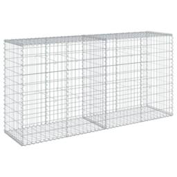 Berkfield Home Stunning Gabion Basket with Cover 200x50x100 cm Galvanised Iron in Silver - Size: 200 x 50 x 100 cm - thumbnail 5