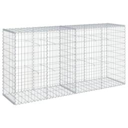 Berkfield Home Stunning Gabion Basket with Cover 200x50x100 cm Galvanised Iron in Silver - Size: 200 x 50 x 100 cm - thumbnail 3