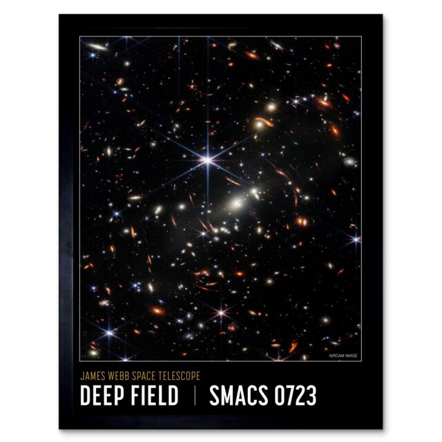 "Artery8 NASA James Webb Space Telescope First Deep Field SMACS 0723 Framed Art in Black - Size: W12"" x H16""" - image 1