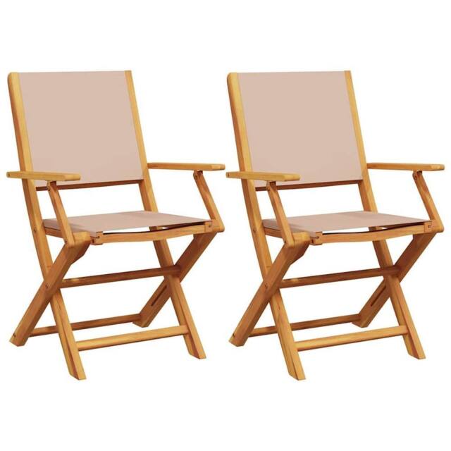 Berkfield Home Garden Chairs 2 pcs Taupe Solid Wood Acacia & Fabric - image 1