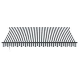 Berkfield Home Manual Retractable Awning with LEDs Anthracite&White 400x300 cm in Black - thumbnail 4