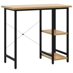 Berkfield Home Computer Desk Black & Light Oak 80x40x72 cm MDF & Metal in Brown - Size: 80 x 40 x 72 cm