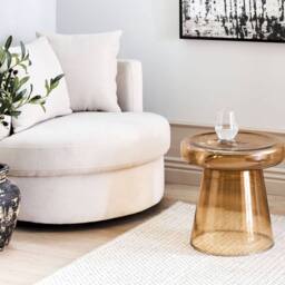 Wyld and Coco Living Side Table - Golden-Brown Tinted Glass 39 cm in Brown - thumbnail 1