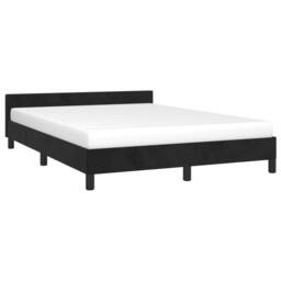 Berkfield Home Bed Frame with Headboard Black 180x200cm Super King Velvet - thumbnail 3