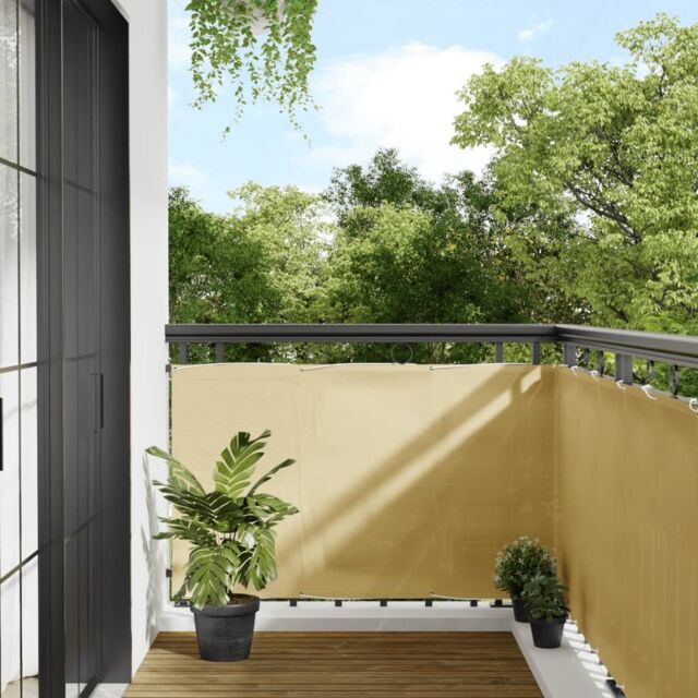 Berkfield Home Balcony Screen Sand 90x400 cm 100% Polyester Oxford in Yellow - image 1
