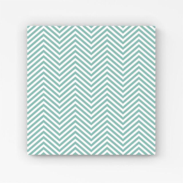 "Warren Reed - Designer Geometric Chevron Pattern Canvas in Green - Size: W30"" x H30""" - image 1