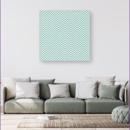 "Warren Reed - Designer Geometric Chevron Pattern Canvas in Green - Size: W30"" x H30""" - thumbnail 4