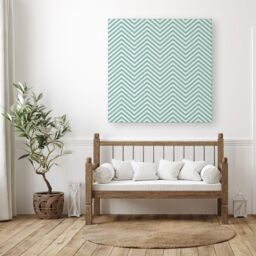 "Warren Reed - Designer Geometric Chevron Pattern Canvas in Green - Size: W30"" x H30""" - thumbnail 3