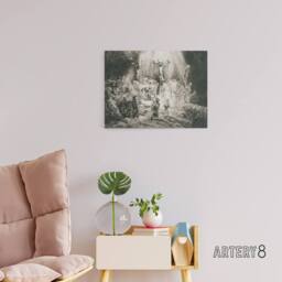 "Artery8 Rembrandt The Three Crosses Canvas Wall Art Print in Grey - Size: W18"" x H24""" - thumbnail 3